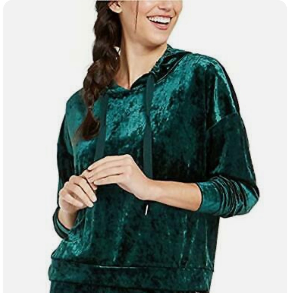 Alfani Women’s Velvet Sleep Hoodie Pine Velvet Size S Box A
